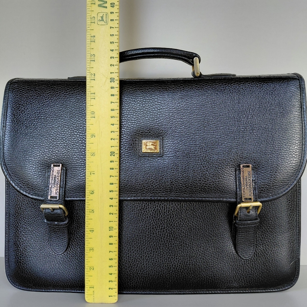 Burberry Black Leather Briefcase with Gold Accents - Picture 5 of 10